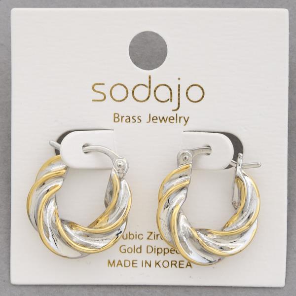 SODAJO TWISTED LINK GOLD DIPPED HOOP EARRING