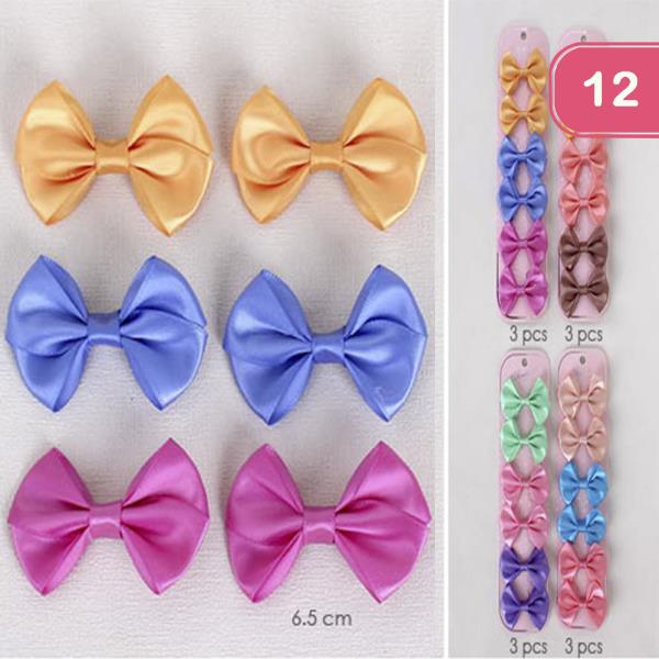 RIBBON HAIR BOW PIN 4 PC SET (12 UNITS)