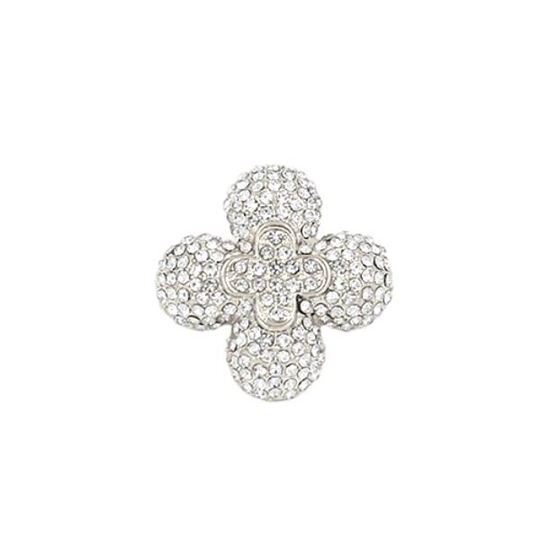 CLOVER RHINESTONE METAL BROOCH