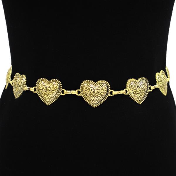 FILIGREE HEART LINK METAL BELT