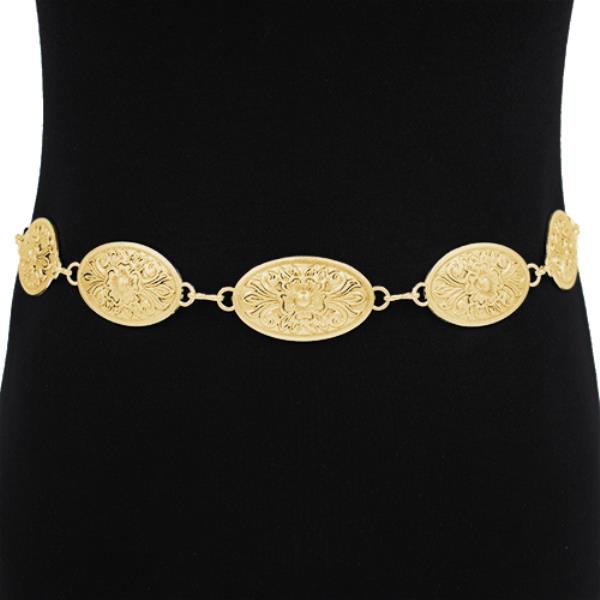 FILIGREE PATTERN OVAL LINK METAL BELT