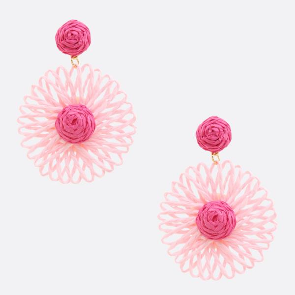 FLOWER RAFFIA DANGLE EARRING