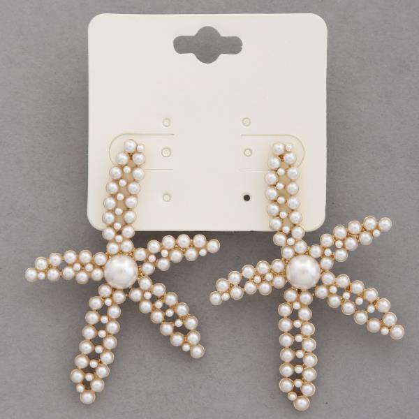 STARFISH PEARL BEAD METAL EARRING