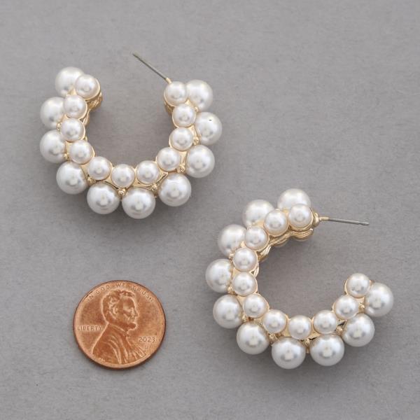 PEARL BEAD OPEN HOOP EARRING