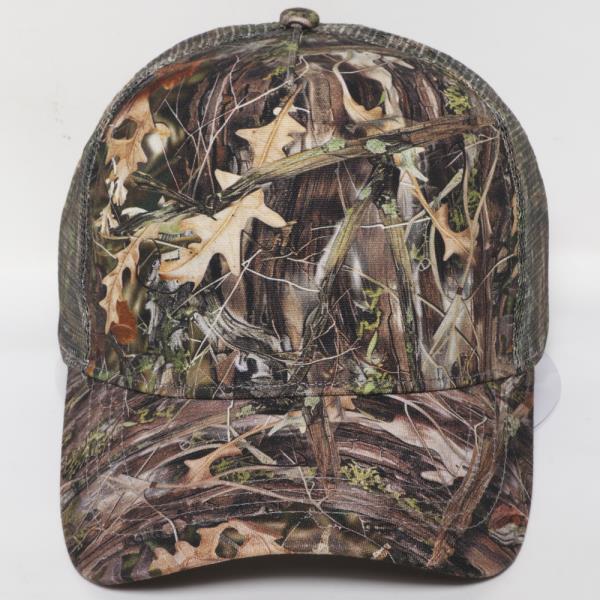 CAMO PRINT BRIM 5 PANEL MESH BASEBALL CAP