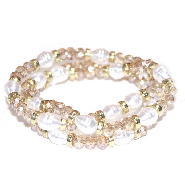 PEARL BEAD STRETCH BRACELET SET