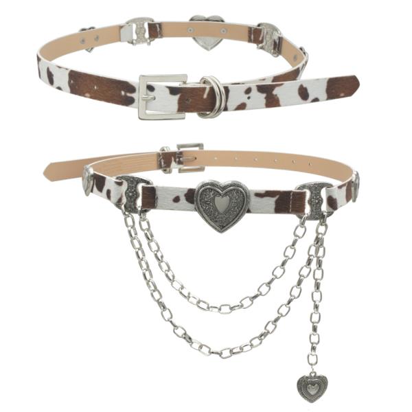 HEART CONCHO ACCENTED LINKED CHAIN DRAPE BELT