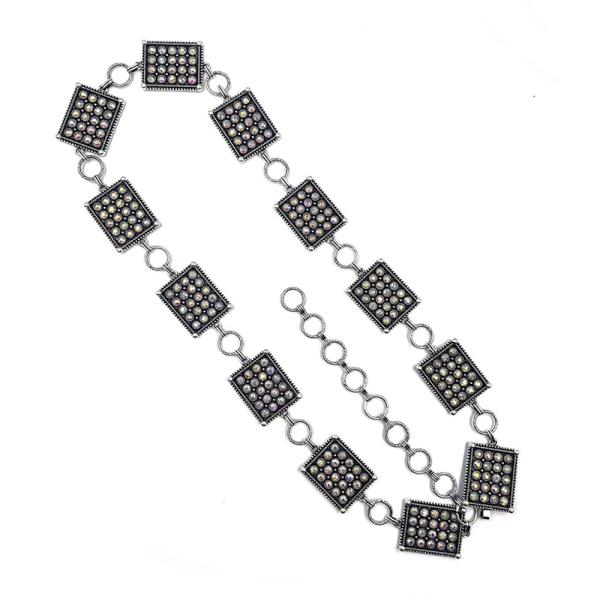 WESTERN STYLE SQUARE METAL CHAIN BELT - XL SIZE