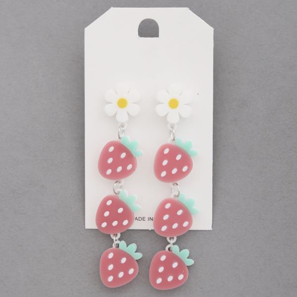 FLOWER STRAWBERRY LINK DANGLE EARRING