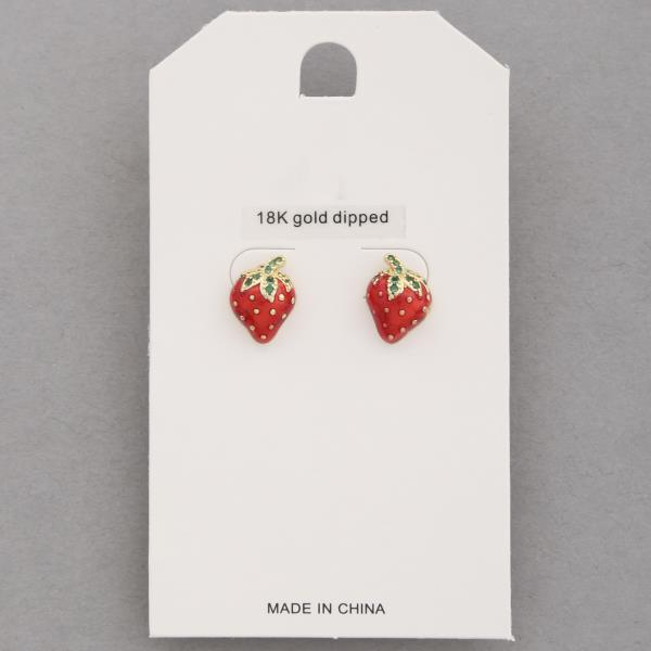 DAINTY STRAWBERRY 18K GOLD DIPPED EARRING