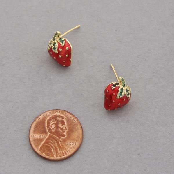 DAINTY STRAWBERRY 18K GOLD DIPPED EARRING