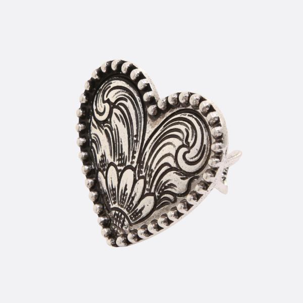 FILIGREE PATTERN HEART ADJUSTABLE RING