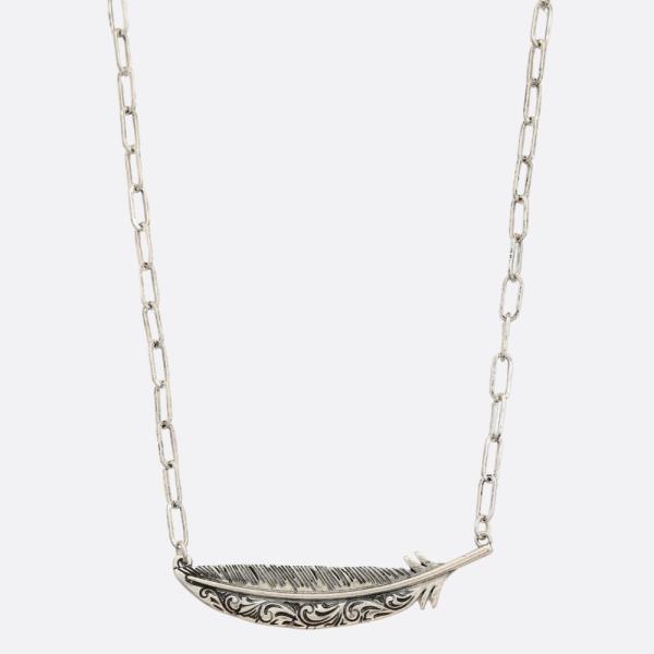 WESTERN STYLE FEATHER PENDANT METAL NECKLACE