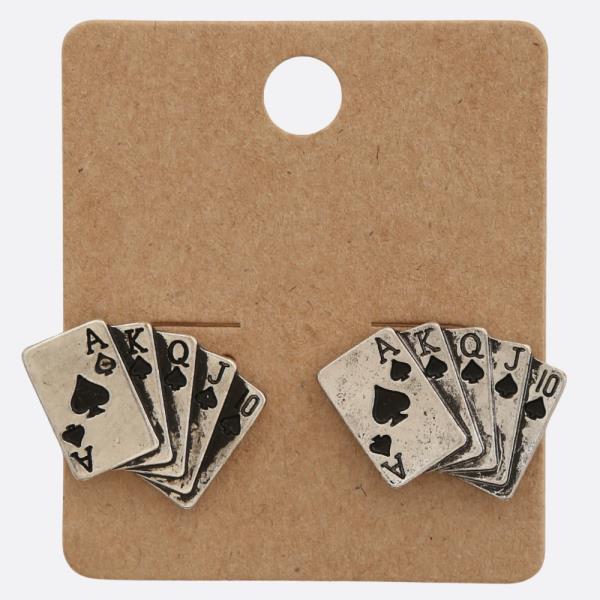 PLAYING CARD METAL EARRING