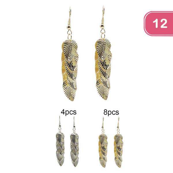 METAL LEAF DANGLE EARRING (12 UNITS)