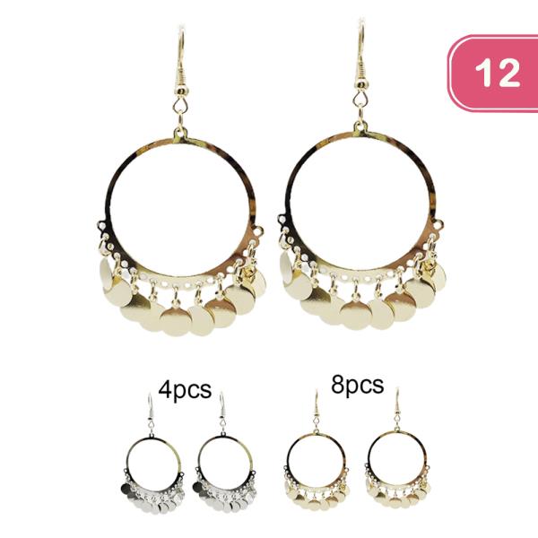 METAL ROUND DANGLE EARRING (12 UNITS)