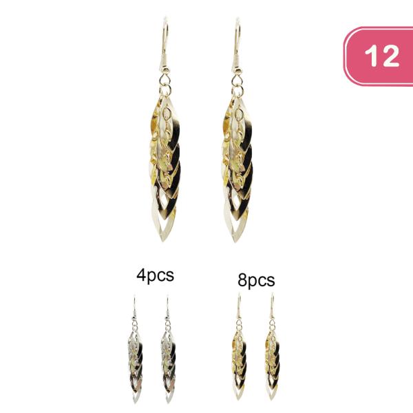 METAL LEAF DANGLE EARRING (12 UNITS)