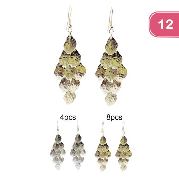 METAL LEAF DANGLE EARRING (12 UNITS)