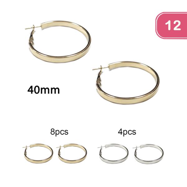 40MM METAL HOOP EARRING (12 UNITS)