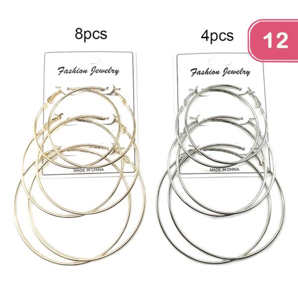 METAL HOOP EARRING SET (12 UNITS)