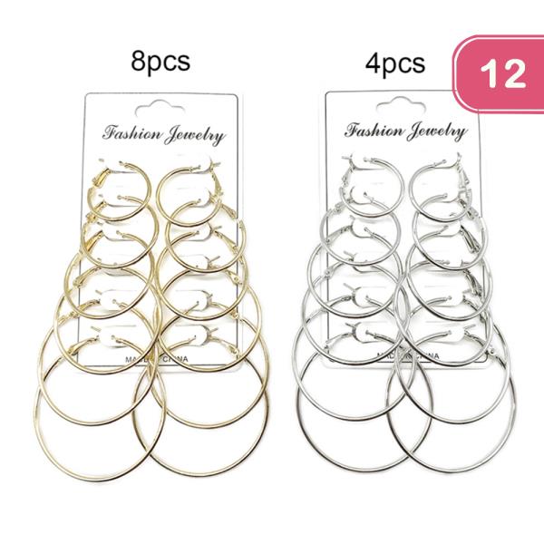 METAL HOOP EARRING SET (12 UNITS)