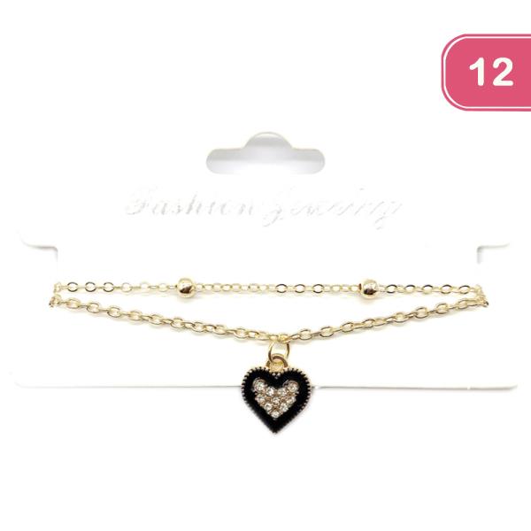 HEART RHINESTONE METAL BRACELET (12 UNITS)