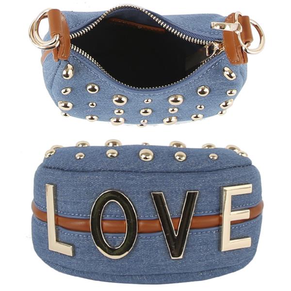 LOVE DENIM STUDDED BAG