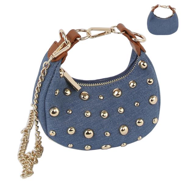 LOVE DENIM STUDDED BAG