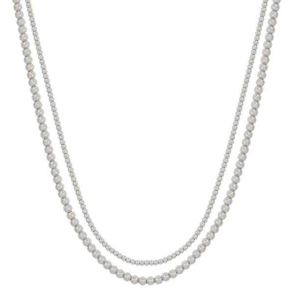 2 LAYERED 3MM & 4MM METAL BALL SHORT NECKLACE