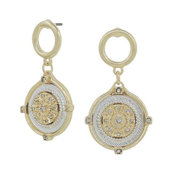 ROUND METAL POST COIN DROP EARRING