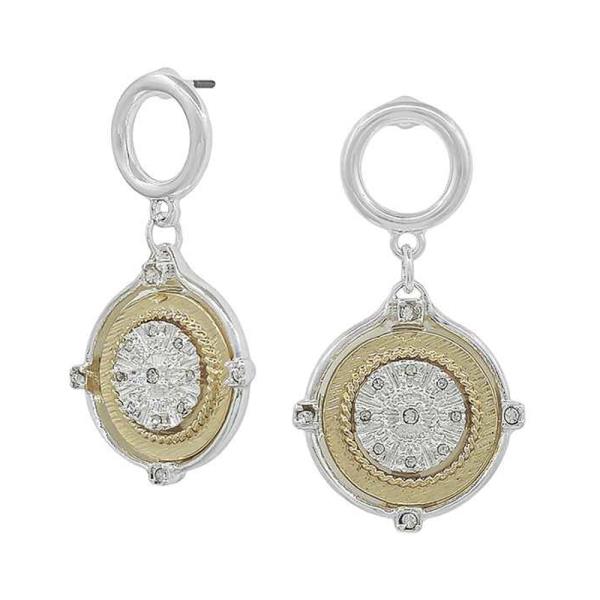 ROUND METAL POST COIN DROP EARRING