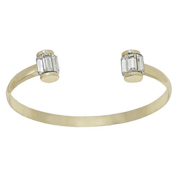 RECTANGULAR CRYSTAL ACCENT ADJUSTABLE OPEN METAL CUFF