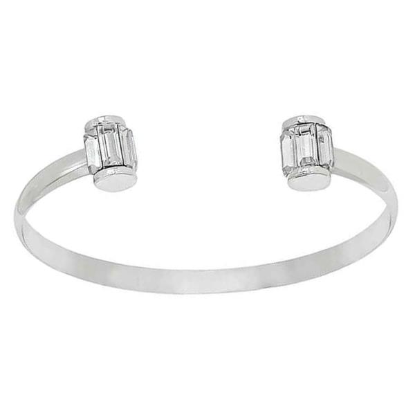 RECTANGULAR CRYSTAL ACCENT ADJUSTABLE OPEN METAL CUFF