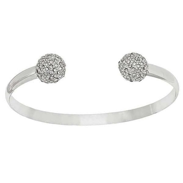 ROUND PAVE ACCENT ADJUSTABLE OPEN METAL CUFF