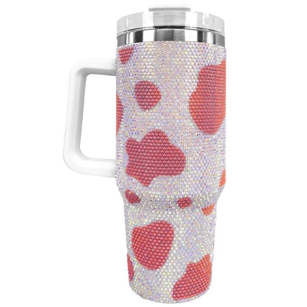 RHINESTONE COW PRINT BLING TUMBLER CUP