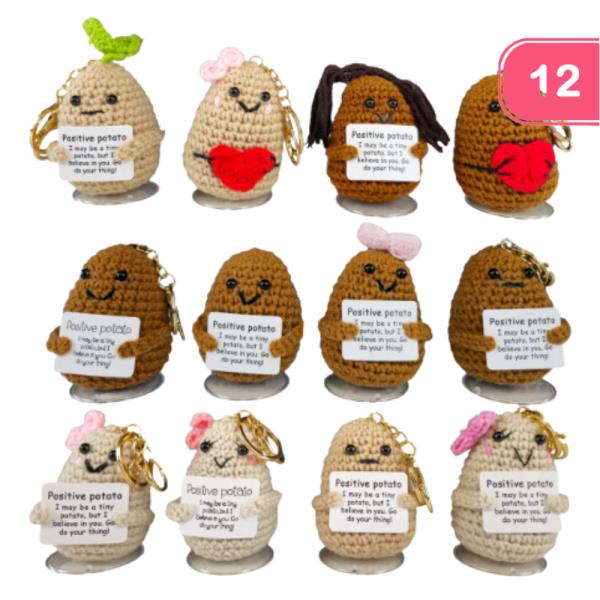 ASSORTED POSITIVE POTATO CROCHET KEYCHAIN (12 UNITS)