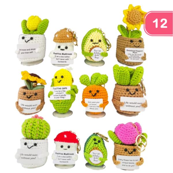 ASSORTED POSITIVE PLANT CROCHET KEYCHAIN (12 UNITS)