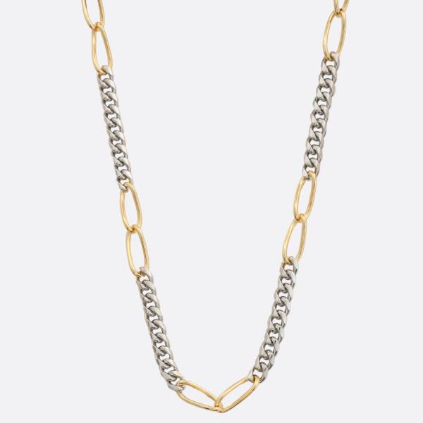 SODAJO TWO TONE OVAL CURB LINK GOLD DIPPED NECKLACE