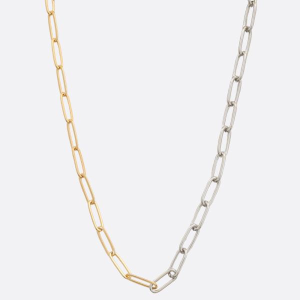 SODAJO TWO TONE OVAL LINK GOLD DIPPED NECKLACE