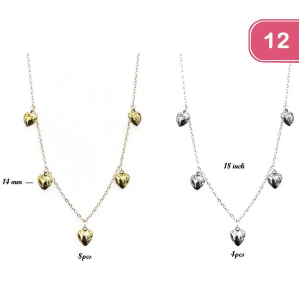 METAL HEART STATION NECKLACE (12 UNITS)