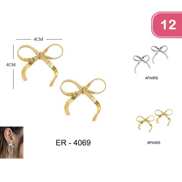 METAL RIBBON STUD EARRING (12 UNITS)