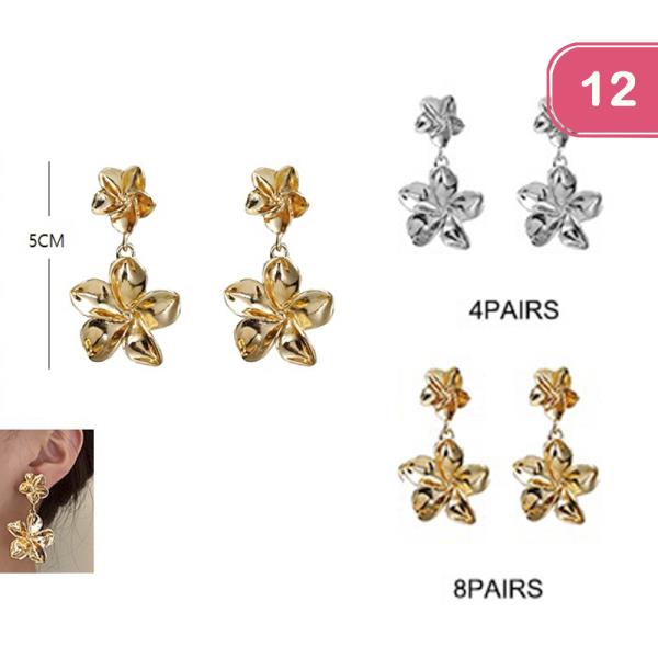 METAL FLOWER DANGLE EARRING (12 UNITS)