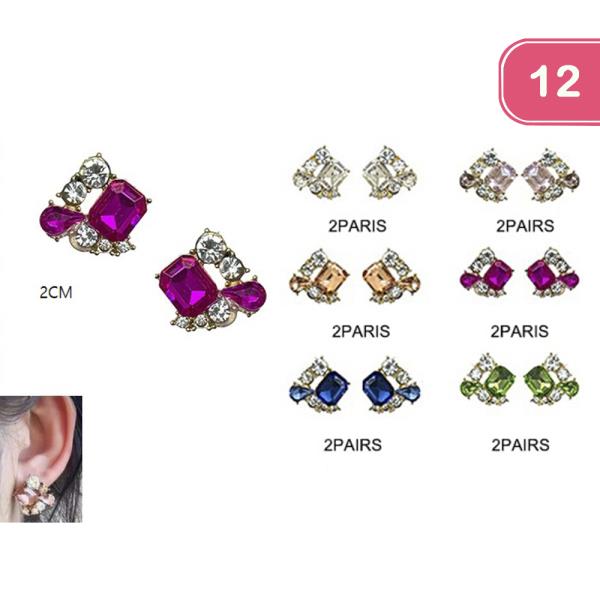 COLOR STONE EARRING (12 UNITS)