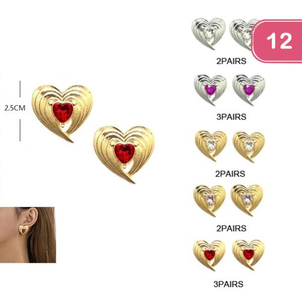 HEART STUD EARRING (12 UNITS)