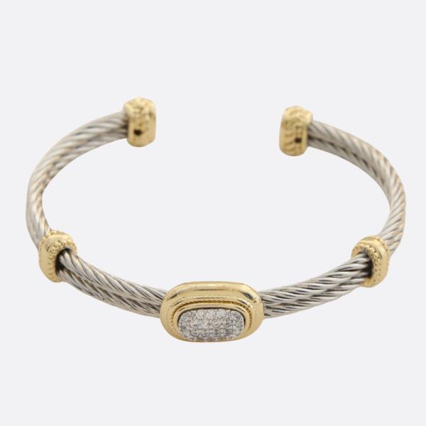 OVAL TWO TONE METAL CUFF BRACELET