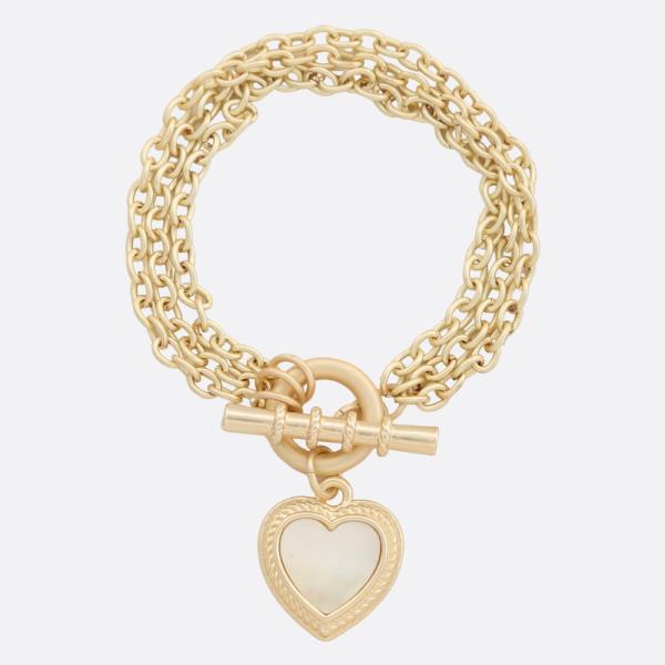 HEART TOGGLE CLASP LAYERED BRACELET