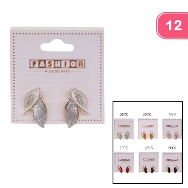 LEAF POST EARRING (12 UNITS)