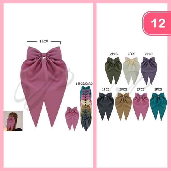 RIBBON HAIR BOW PIN (12 UNITS)