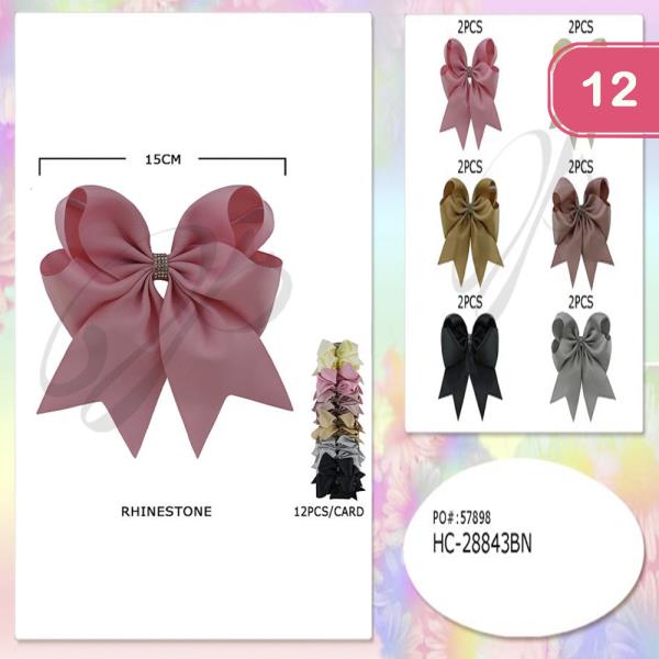 RIBBON HAIR BOW PIN (12 UNITS)