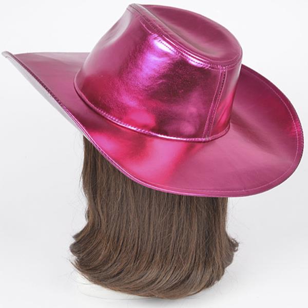 METALLIC FAUX LEATHER COWBOY HAT